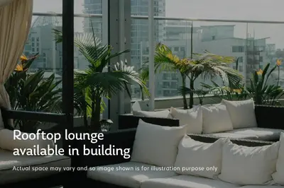 a room with white pillows and plants on a building at Tribeca Studio w Tons of light Gym Pool NYC-118 in New York