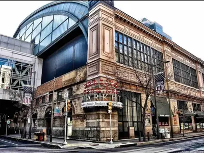 a building on the corner of a city street at 408 Modern styles apartment in center city of Philly in Philadelphia