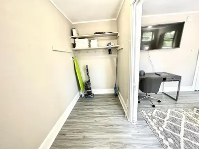 an office room with a desk and a desk at Lennox B405 Peaceful & Perfect Studio Apt in Philadelphia