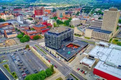 an aerial view of a large city with buildings at Spacious 3 bed by Wilson, Lourdes Hospitals near Vestal in Johnson City