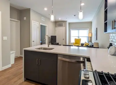 a kitchen with a sink and a counter top at 229 Brand New 1 Bedroom 1 Bath 1 Kitchen 1 Liv in Dunellen