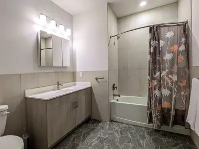 a bathroom with a sink and a tub and a shower at 310 Brand New 1 Bedroom 1 Bath 1 Full Kit 1 Liv in Dunellen
