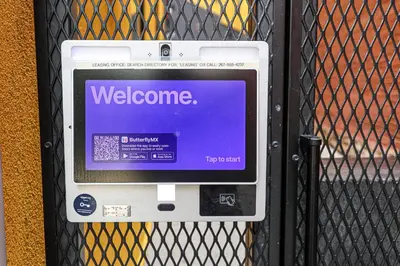 a machine with the word welcome on the screen at Studio Apartment in the Heart of Philadelphia in Philadelphia