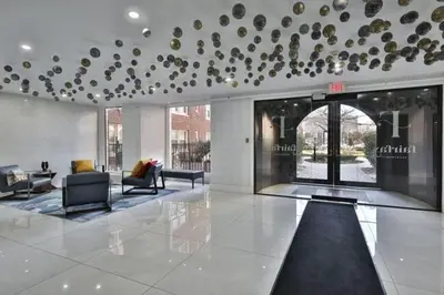 a lobby with couches and chairs in a building at Fairfax Apartments 725 Spacious 1 Bed 1 Bth in Philadelphia