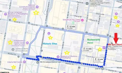 a close up of a map of a city at New townhouse SLEEP 4 Best Spot-Old City Philly in Philadelphia