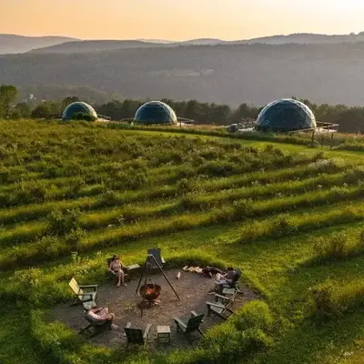 Barrel Hot Tub at 'The Eagle Dome' in Franklin