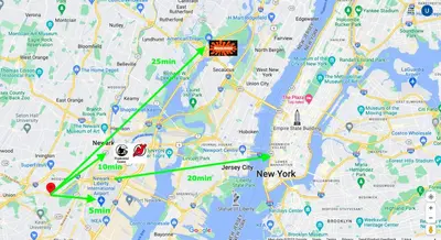a map with a red and green marker at Best RV-Camper To Visit NYC-Hot Tub-Free Parking in Hillside