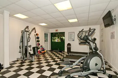 a gym with two treadmills and two ellipticals at Spring Gulch Chalet 12 in Mount Airy