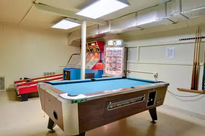 a billiard room with a pool table in it at Sun Valley Campground Cottage 6 in Maple Grove Park