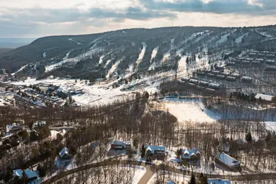 an aerial view of a village in the snow at Northridge 467 in Tannersville