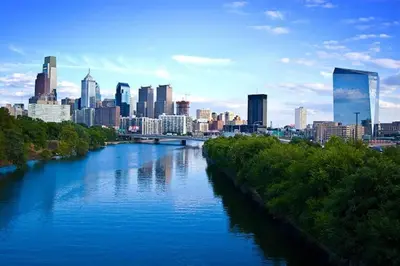 a view of a river with a city in the background at 915CountyLineRoad Luxury Mainline Train Colleges in Bryn Mawr