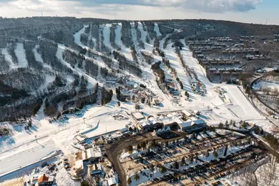 an aerial view of a resort in the snow at Northridge 393 in Tannersville